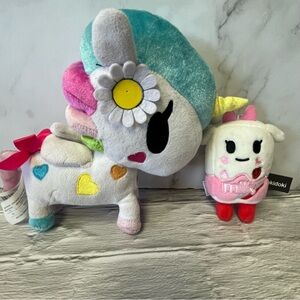 Tokidoki Neon Star Unicorno Bella 7" Plush & Strawberry Milk Plush Keychain